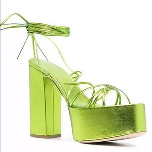 Green strappy platform heels